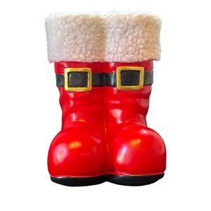 Holiday Boot Decorative Ornament By Merry Moments - 9" x 6" x 6" - Red & White -